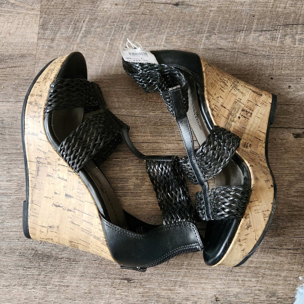 Montego Bay Club Black Woven Wedges